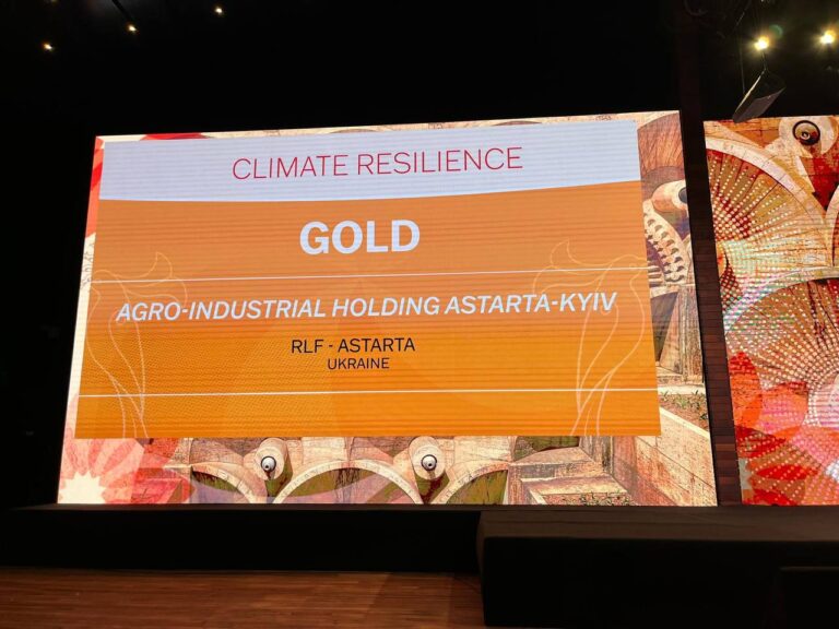 Астарта отримала «золото» ЄБРР у категорії «Стійкість до зміни клімату»